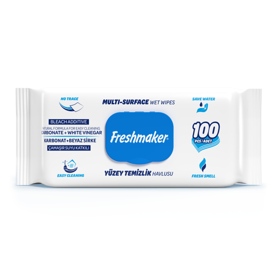 Freshmaker Çok Yüzeyli İslak Mendil Kapaklı Mavi 100'lü