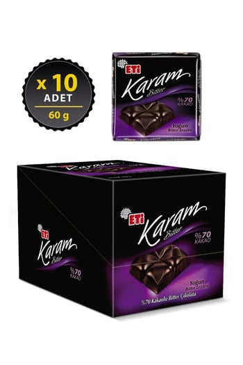 Eti Karam Bitter Kare %70 Kakao 60 Gr