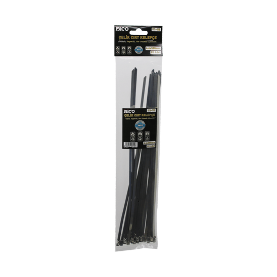 İ13-112 ( 25pcs ) ( 4.6x300mm ) ( Metal ) Cırt Kelepçe ( Kablo Bağı ) ( Paslanmaz Çelik )