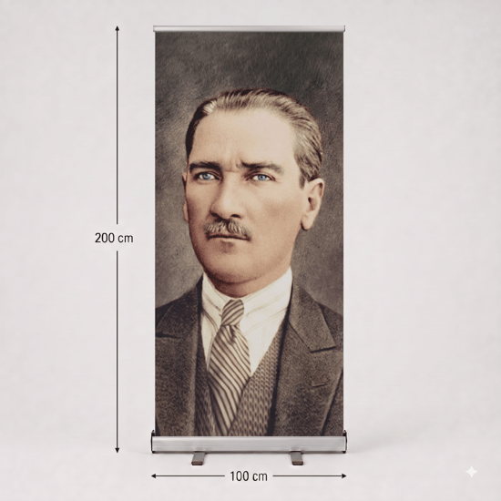 Atatürk Poster Baskılı Roll Up Banner 100x200cm No:2