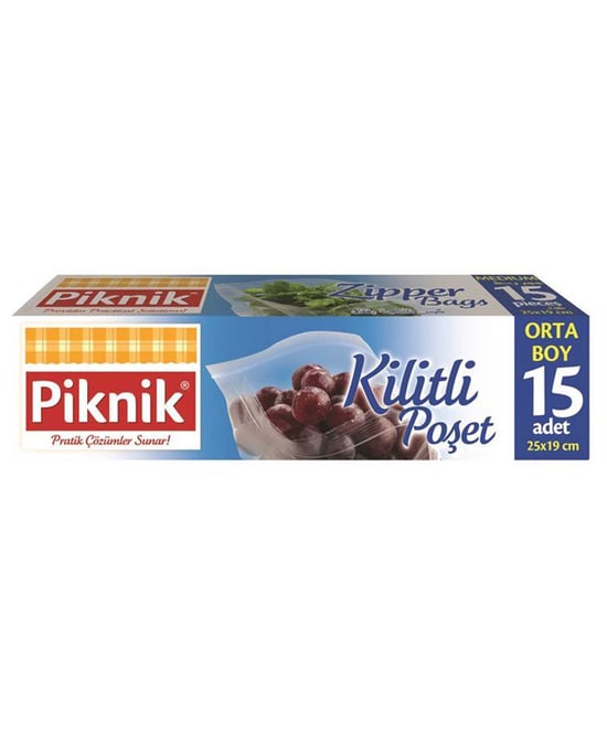 Piknik Kilitli Buzdolabı Poşeti Orta Boy 15'li