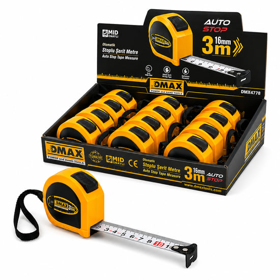 Dmax Dmx-4776 ( 3mt X 16mm ) ( Otomatik ) Çelik Şerit Metre ( Stoplu )