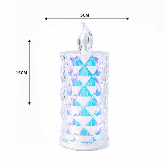 Led Candle Kamp Yakut-13637 ( Büyük Boy= Çap:5cm & Y: 16cm ) ( Pilli ) Led Mum ( Mika Kristal Plastik )