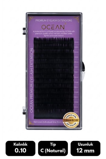 Ocean 0.10c Natural Kıvrım 12 Mm Soft Eyelash Doğal İpek Kirpik 16'lı