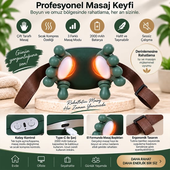 Dempower Dp-770 ( Çift El Şeklinde ) Boyun ve Omuz Masaj Aleti ( 5v & 2000mah ) ( 165x155x135mm )
