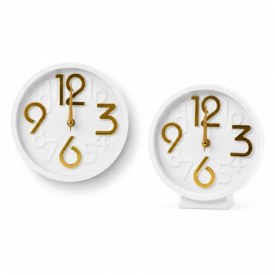 Galaxy Ms-501 ( Kabartma & Gold Rakam & Sessiz Akar ) ( Pilli ) Yuvarlak ( Uzunluk : 17cm& Kalınlık : 4cm ) Masa & Duvar Saat