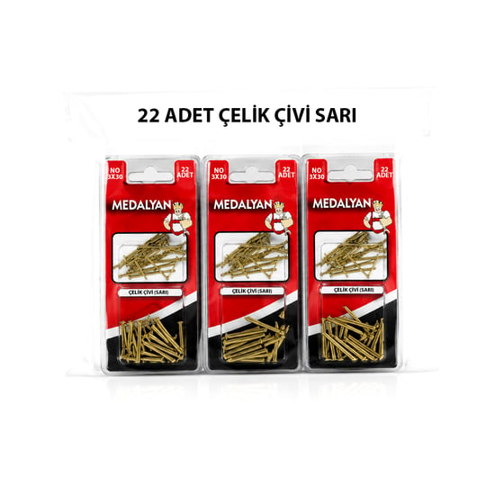 Medalyan Dl-71 ( 3x30 ) ( 22pcs ) Sarı Tp Çelik Tel Çivi