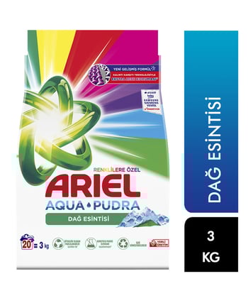 ariel,dağ esintisi, toz deterjan,çamaşır deterjanı,toptan deterjan,3 kg,renklilere özel