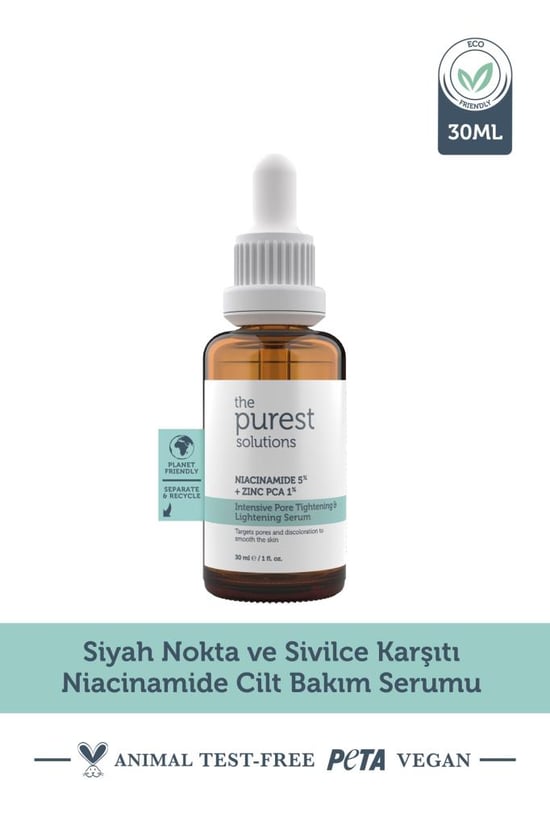 The Purest Solutions Siyah Nokta ve Sivilce Karşıtı Niacinamide Cilt Bakım Serumu 30 Ml (niacinamide 5% & Zinc Pca 1%)