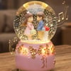 Buffer® Pilli İşıklı Müzikli Kar Küresi–sevgili Çiçek Detay Figürlü Eğlenceli Masaüstü Biblo, Led Ay