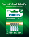 Philips 700 Mah Şarj Edilebilir Aaa Ince Kalem Pil 4'lü Blister