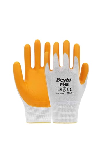 Beybi Pn5 Sarı Polyester Örme Nitril İş Eldiveni 10 Beden