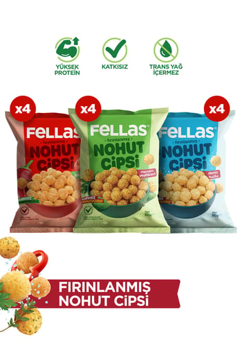Nohut Cipsi 12'li Mix - Mevsim Yeşillikleri (50 G) X 4 + Paprika (50 G) X 4 + Deniz Tuzlu (50 G) X 4