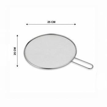 İ22-424 ( Lux & Krom ) ( Saplı ) ( 25cm ) Tel Yağ Sıçratmaz ( Metal Çerçeve & Sap ) ( Sap=17cm )