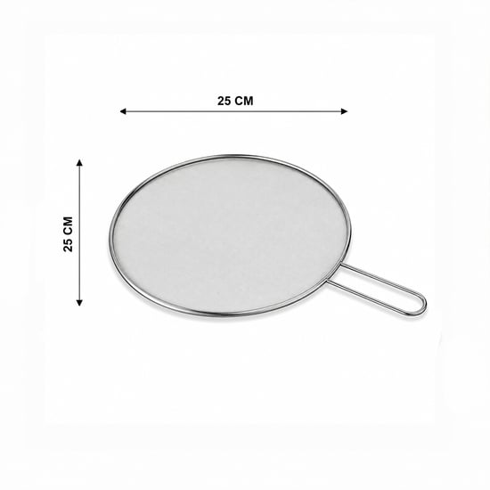 İ22-424 ( Lux & Krom ) ( Saplı ) ( 25cm ) Tel Yağ Sıçratmaz ( Metal Çerçeve & Sap ) ( Sap=17cm )
