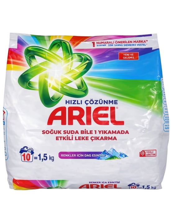 Ariel Toz Çamaşır Deterjanı 1,5 kg 10 Yıkama Parlak Renkler