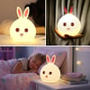 Buffer® 5 Farklı Renk Modlu Tavşan Figürlü Pofuduk Led Gece Lambası–yumuşak Dokulu Çocuk Odası ve De