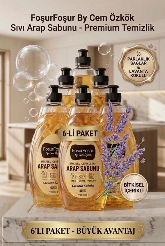 Foşur Foşur By Cem Özkök Lavanta Kokulu Bitkisel Sıvı Arap Sabunu 750 Ml 6 Adet