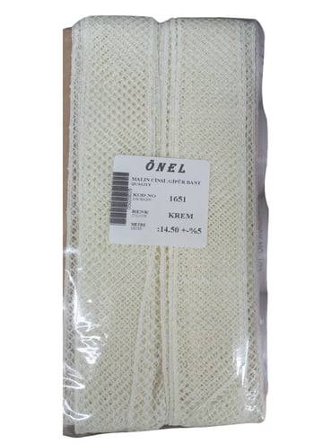 Dantel Polyester Güpür Bant Krem 14,50 Metre En 3 Cm On-1651-kr
