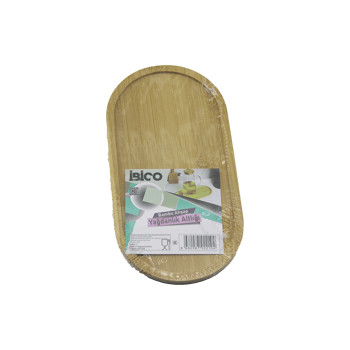 İ22-210 ( Oval ) Ahşap Bambu ( Yağdanlık Altlık ) ( Mini Tepsi ) ( 12 X 23.3 X 0.8cm )
