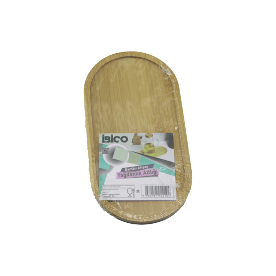 İ22-210 ( Oval ) Ahşap Bambu ( Yağdanlık Altlık ) ( Mini Tepsi ) ( 12 X 23.3 X 0.8cm )