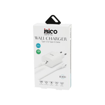 İb-4100 ( Type-c To=( Type-c ) (set) (ev Başlık + Kablo=1mt) Telefon Şarj (hızlı) (25w) (9v-12v-3.0a & 25w-1.5a)