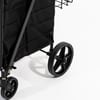 4 Tekerlekli 80 L Katlanabilir Kılıflı Pazar Arabası – 360° Dönebilen Metal İskeletli Siyah Alışveriş Arabası