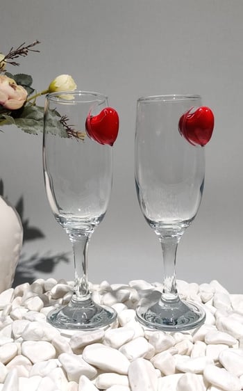 Kirlinova® Kalp Motifli 2'li Meşrubat Bardağı