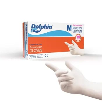 Dolphin Pudrasız Lateks Muayene Eldiveni M Beden 100 Adet - Mdr
