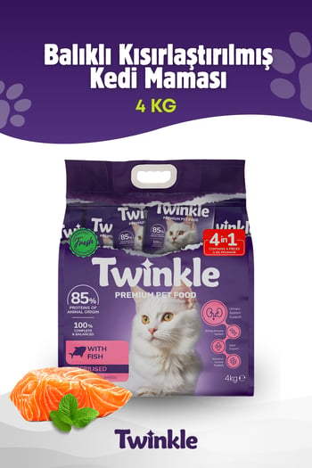 Twinkle Balıklı Kısırlaştırılmış Kedi Maması 4 Kg.