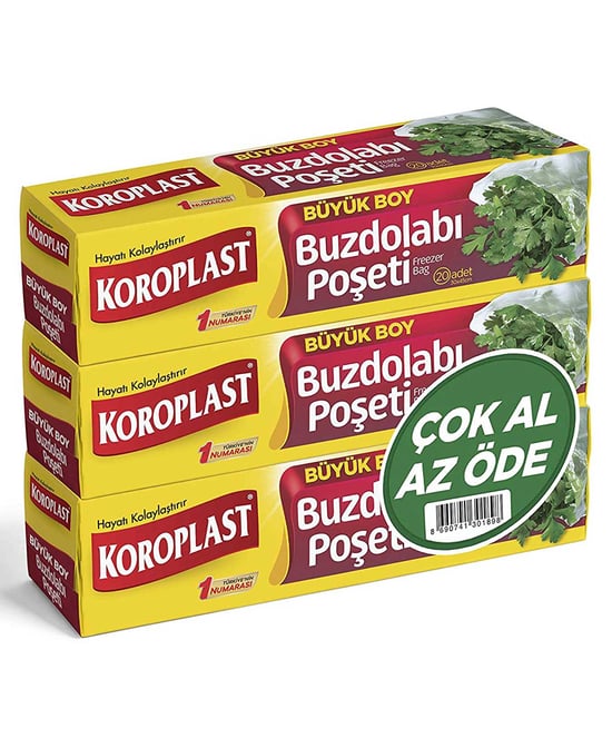 Koroplast Buzdolabı Poşeti Büyük Boy Çok Al Az Öde Paketi 3 X 20 Poşet