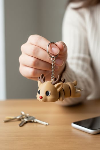 Ren Geyiği Figürlü Hareketli Anahtarlık