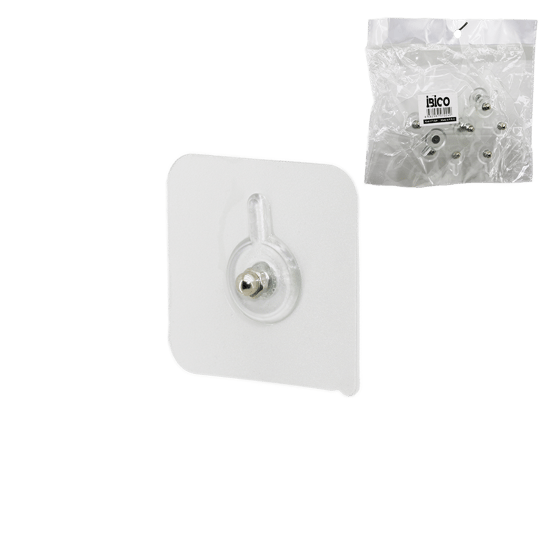 İ17-024 ( 10pcs ) Askı ( Tek Düğme=mika Kristal Plastik ) Askı ( Şeffaf Pvc Yapışkanlı Montaj )