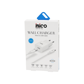 İb-3001 ( Usb To=( Micro ) (set) (ev Başlık+ Kablo=1mt) Telefon Şarj ( Hızlı ) ( 3.0a ) ( 9v-12v )