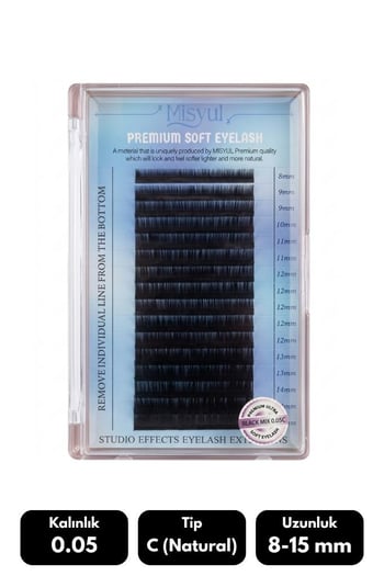 Misyul 0.05c Natural Kıvrım Mix Soft Eyelash Doğal İpek Kirpik 8-15 Mm 16'lı
