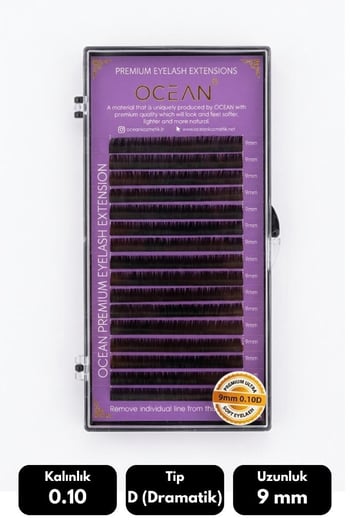 Ocean 0.10d Dramatik Kıvrım 9 Mm Soft Eyelash Doğal İpek Kirpik 16'lı