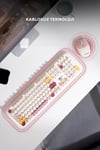 Everest KM-6284 WHISKER Renkli Tuşlu Bej Kablosuz Q Klavye + Mouse Set