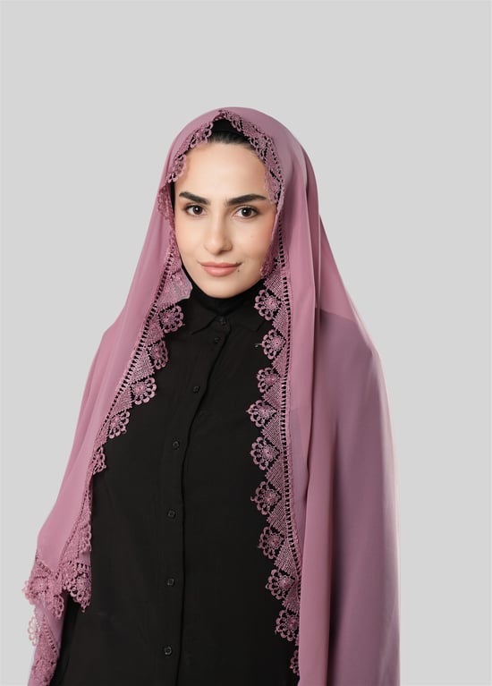 Hürrem Bone Gül Kurusu Namaz Başörtüsü Şal Şifon Güpürlü 202106_18