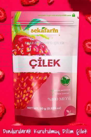 Sekafarm Dondurularak Kurutulmuş Çilek 20 g – Freeze Dry Meyve Cipsi