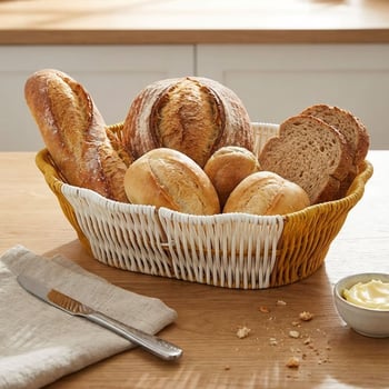 BUFFER® Oval Çift Renkli Plastik Rattan Ekmek ve Meyve Sepeti - Çok Amaçlı Banyo ve Mutfak Düzenleyi