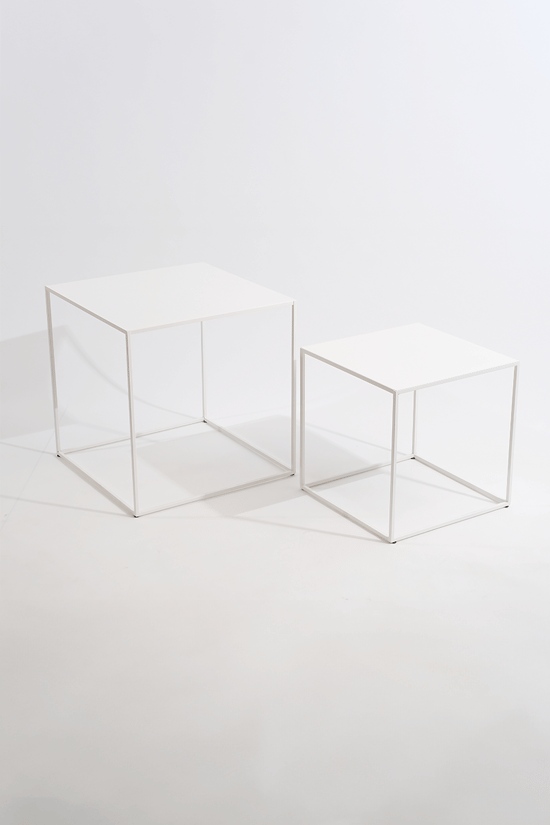 Metal 2'li Sehpa Beyaz