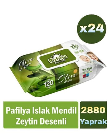 Pafilya Zeytin Desenli Islak Havlu Mendil 24x120 (2880 Yaprak)