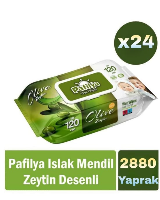 Pafilya Zeytin Desenli Islak Havlu Mendil 24x120 (2880 Yaprak)