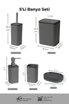 S&t Home Siyah 5 Parça Banyo Seti – Modern ve Minimal Tasarım