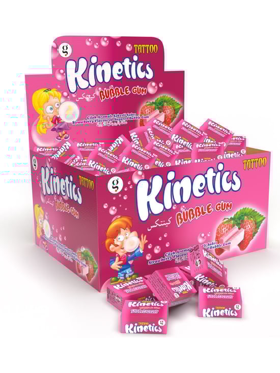 Kinetics Tekli Sakız Tattolu Çilek Şekerli Sakız 100 Adet 3.5 Gr