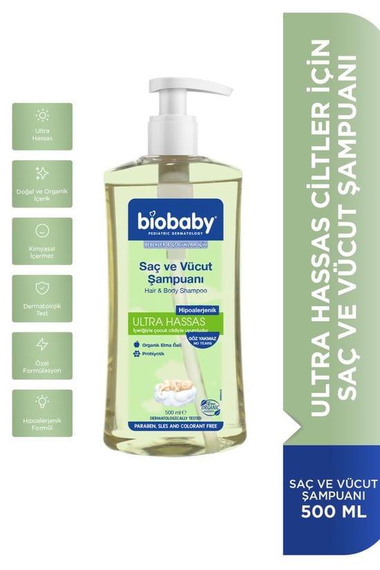 Biobaby Ultra Hassas Saç ve Vücut Şampuanı 500 Ml