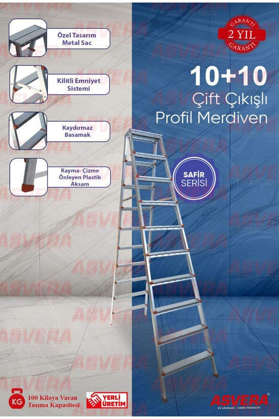 Asvera 10+10 Çift Çıkışlı Profil Merdiven