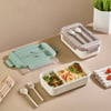 Qlux L-00995 Boutique Beslenme Kabı (renkli Pls.)(2 Bölme) (1100ml)(pls.çatal-kaşık) (s.contalı & Şeffaf Kaşıklıklı Kapak)