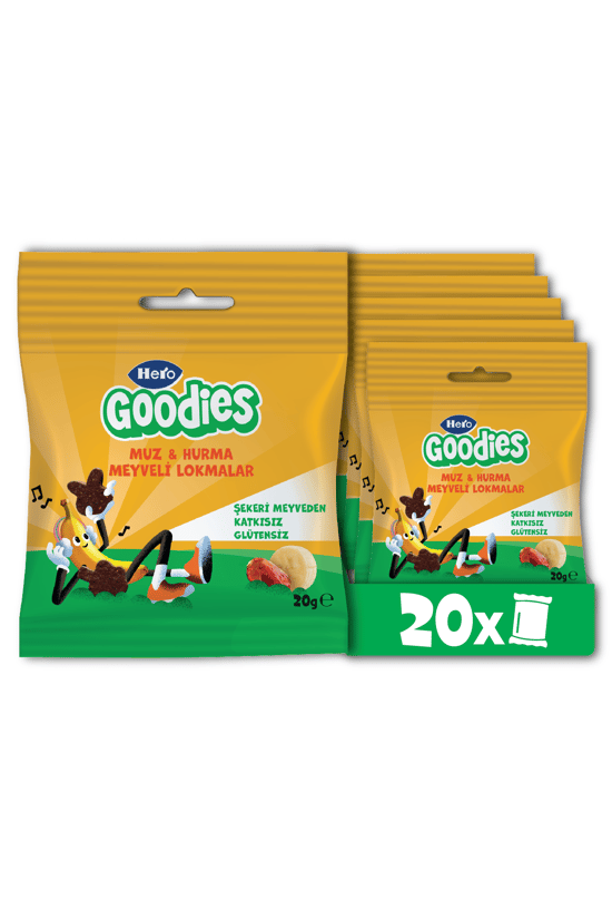 Hero Goodies Muz Hurma Meyveli Lokmalar X 20 Adet Glutensiz Atıştırmalık