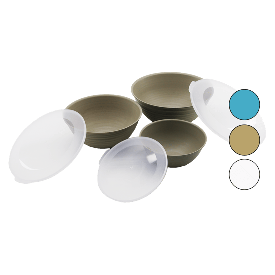 Mugiss M-kag-3001 (3pcs Set=1lt-2lt-3lt) Galaksi Kapaklı Kase & Saklama Kabı Set (renkli Kase & Şeffaf Kapak)